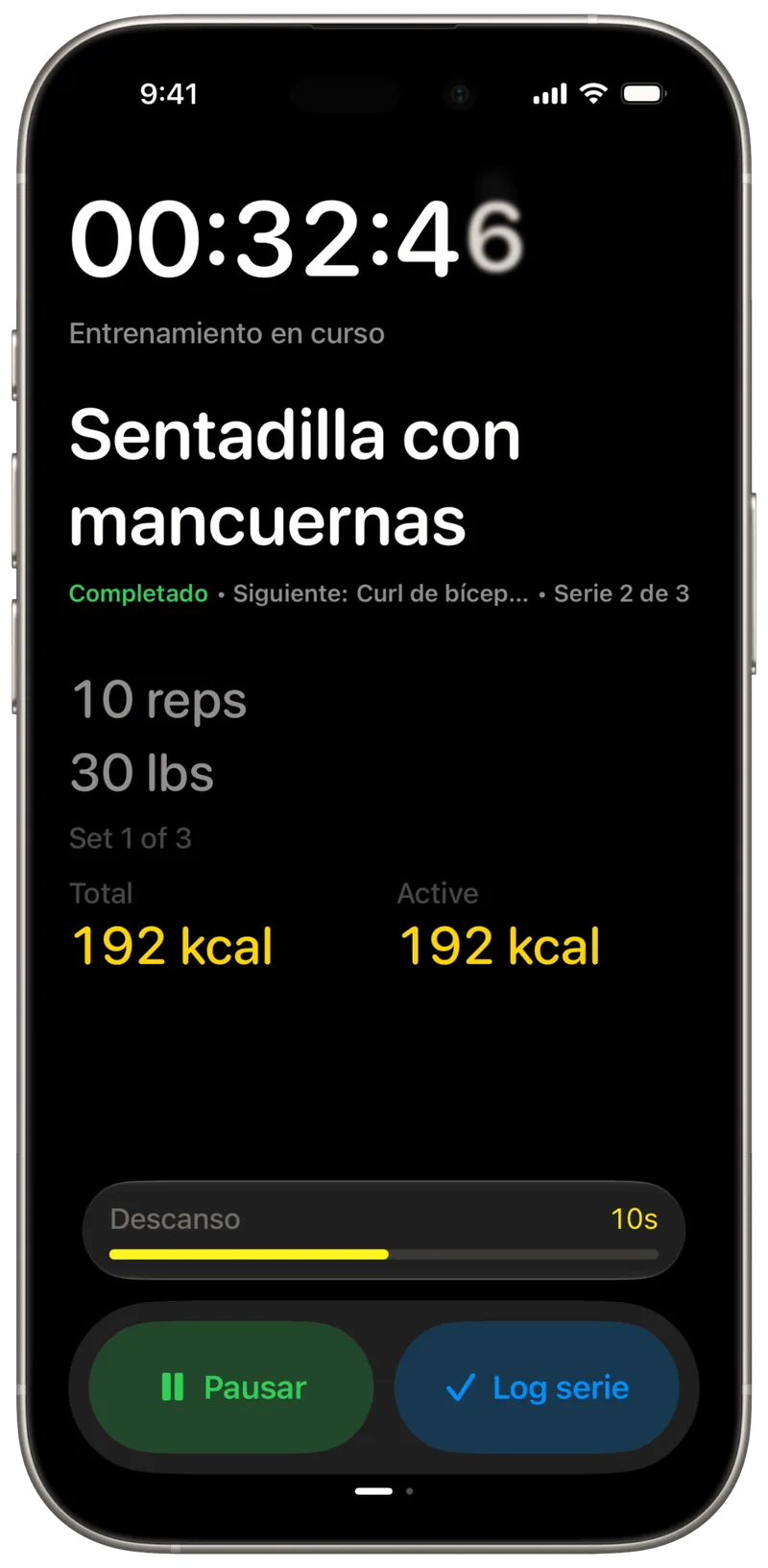 Sesión de entrenamiento activa en Specular