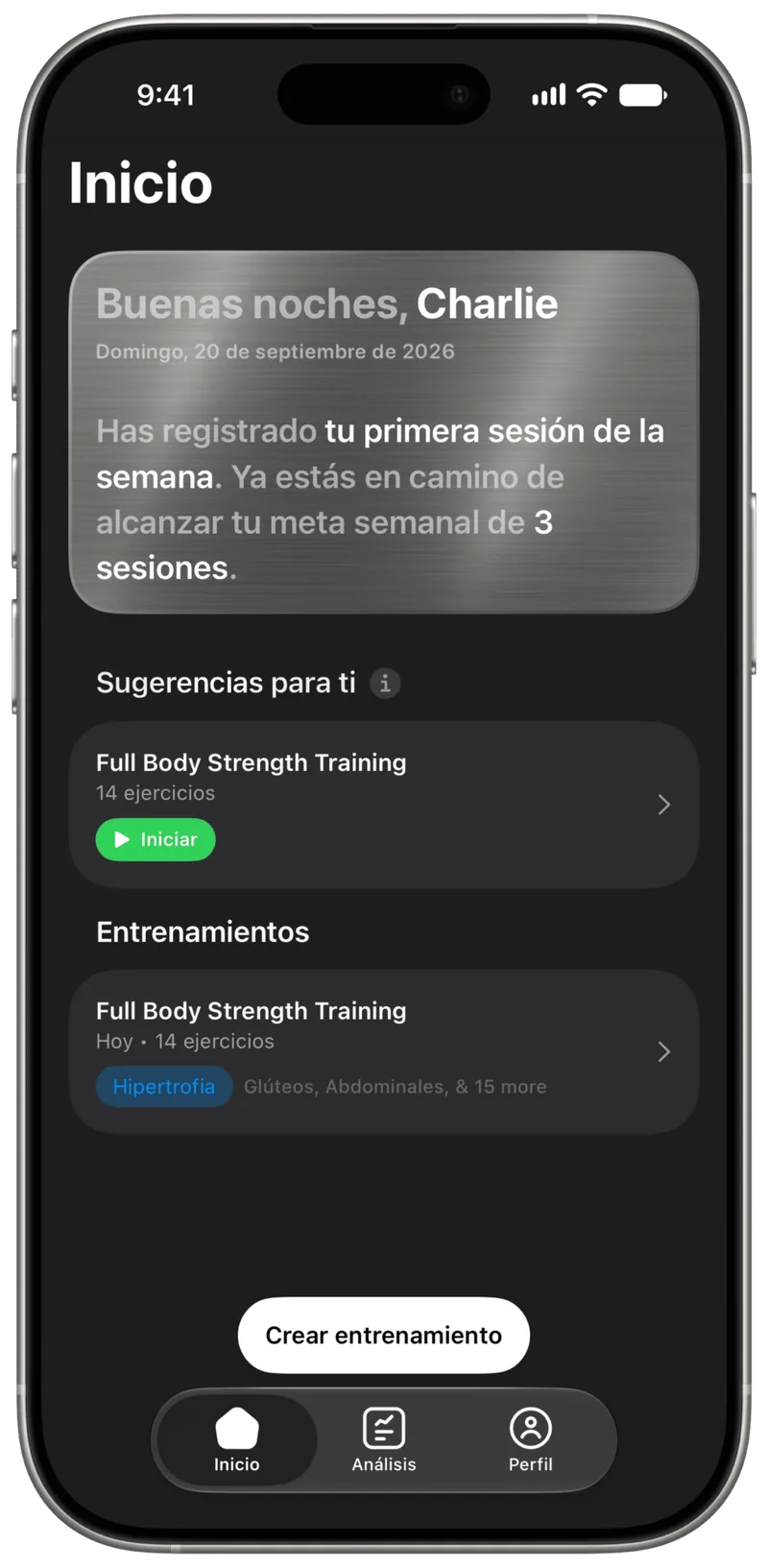 Sugerencias inteligentes de entrenamiento en Specular